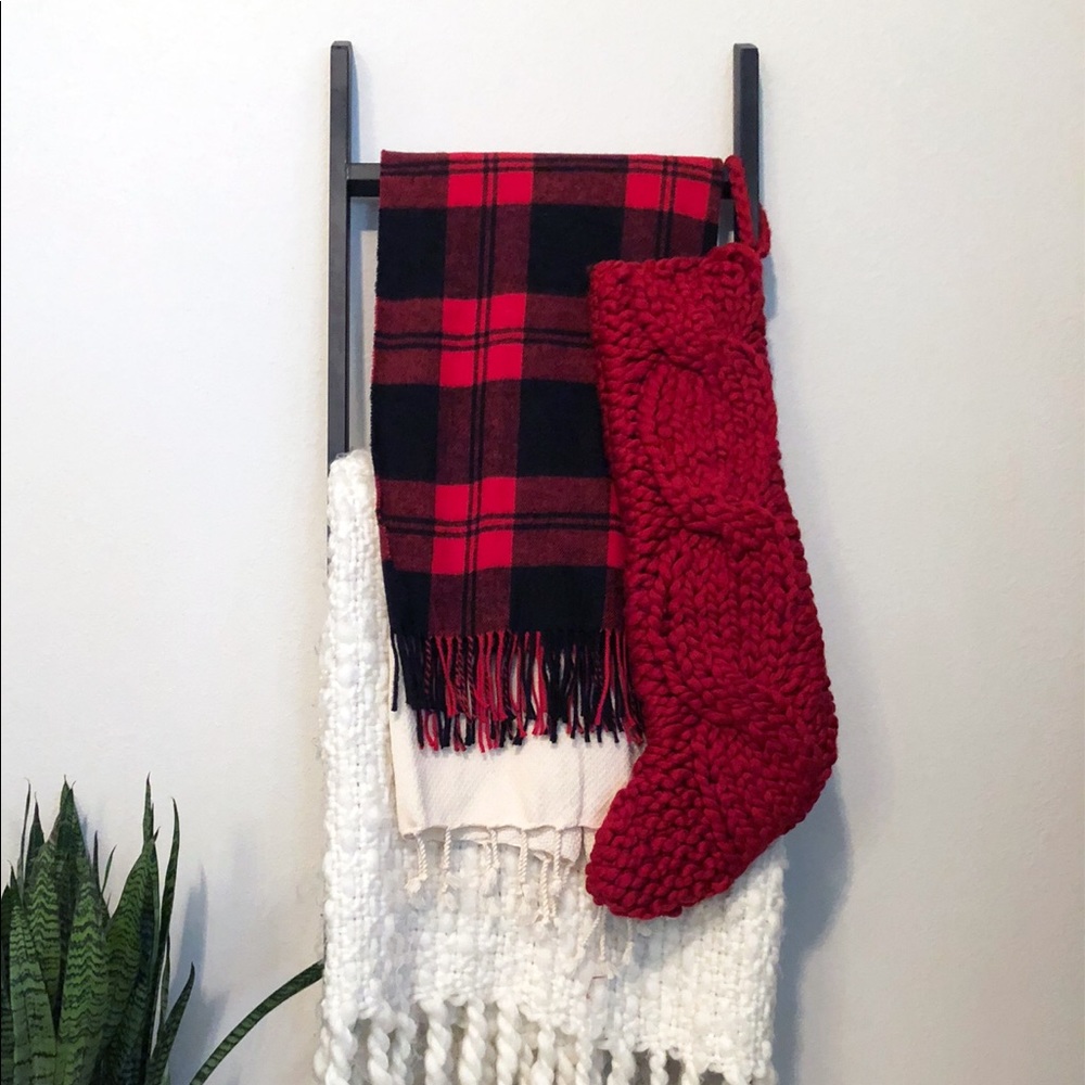 Crate and Barrel Red Knitted Stockings (set of 2)